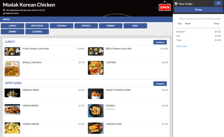 Sample website screenshot