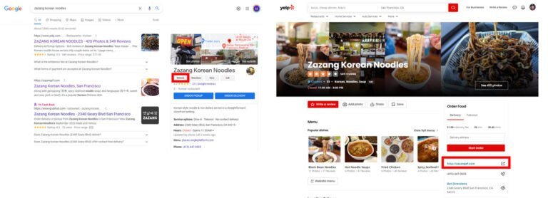 Sample Yelp business listing