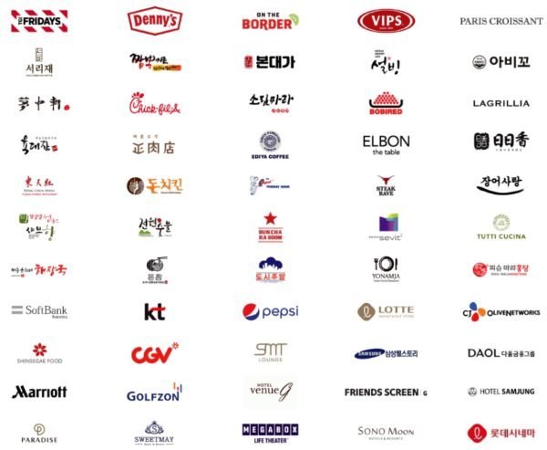 Partner brand logos using SERVI robots, including TGI Fridays, Denny's, and VIPS